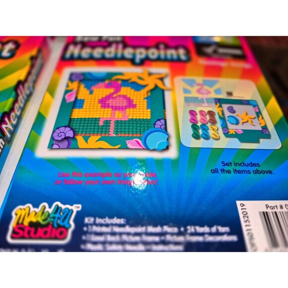 Lot of 7 Sew Fun Needlepoint Kit Flamingo Design Includes Yarn & Frame - Picture 6 of 7